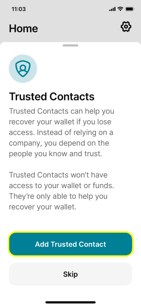 TAP on Add Trusted Contact