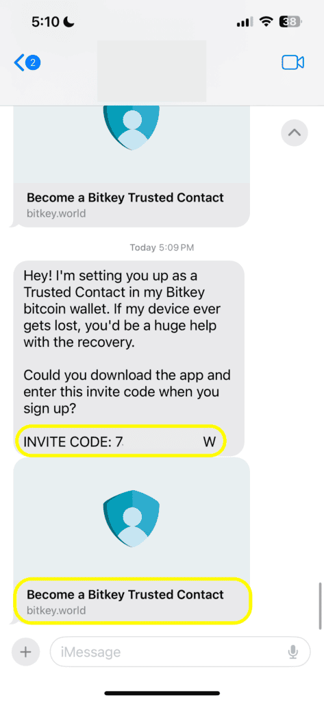 invite text notification